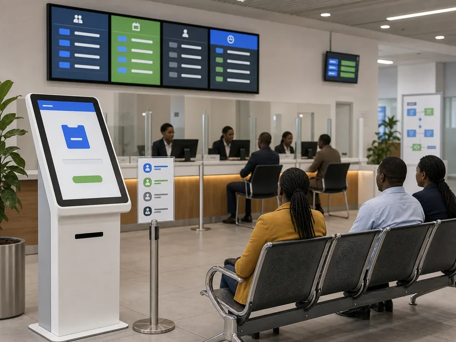 Government service center queue kiosk