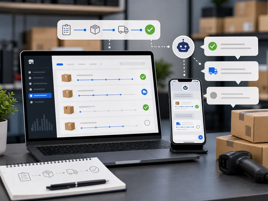 Order update bot workflow on devices